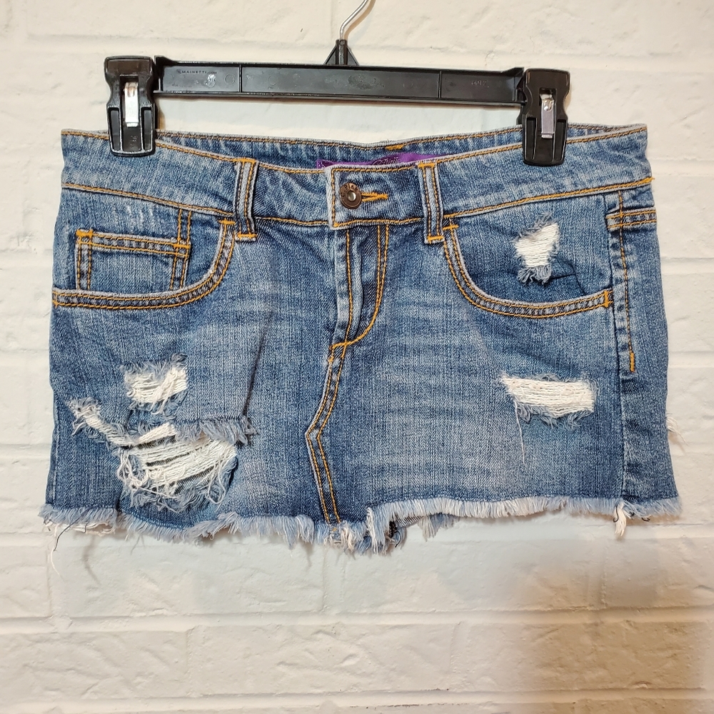 C. Pink Jean Hole Jean Skirt Size 5